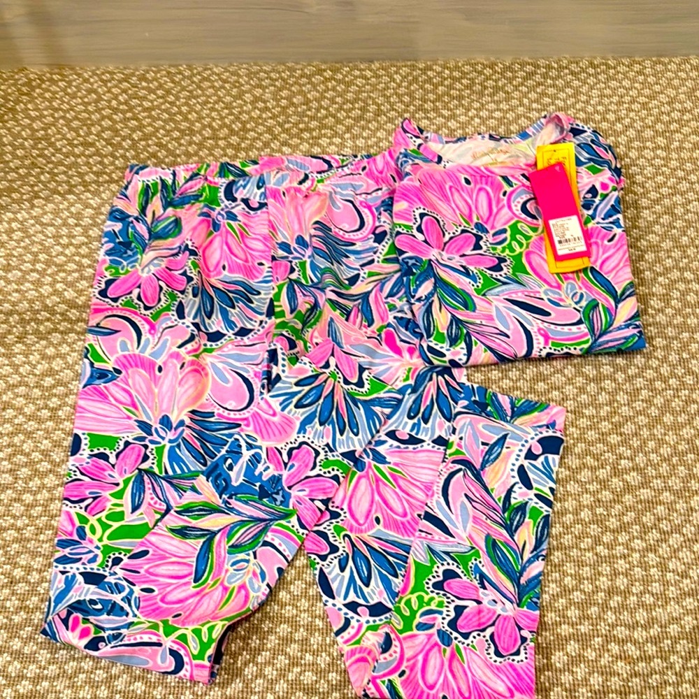Lilly Pulitzer Kids Pajama Set - Pink, Blue, Green Floral